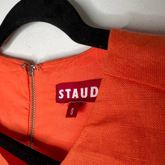 Staud Orange Matteo Cut Out Linen Midi Dress Size 0 - Picture 5 of 8